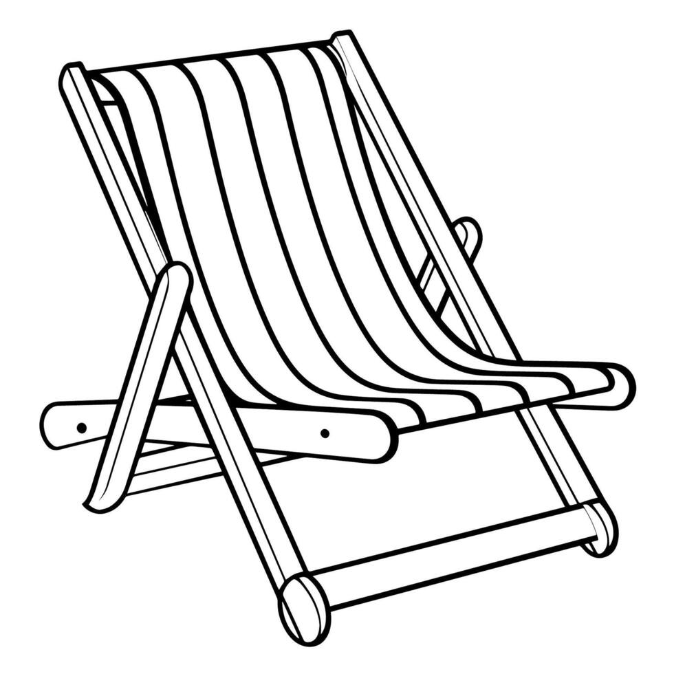 Clean vector outline of a deck chair icon for versatile applications.