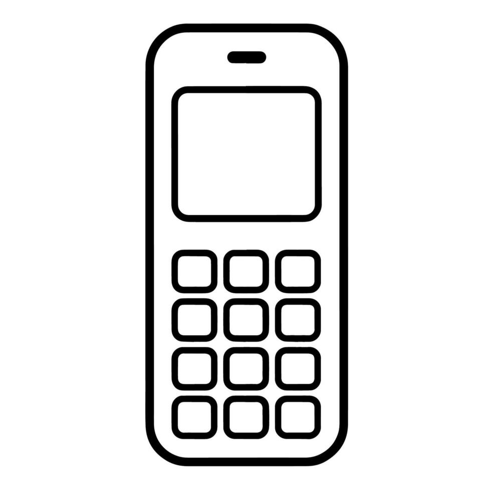 Sleek cell phone outline icon in vector format for communication designs.