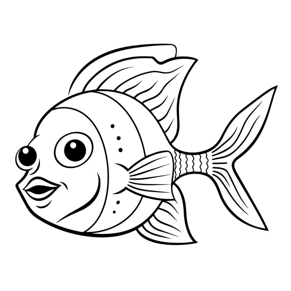 Elegant angelfish outline icon in vector format, ideal for aquatic-themed designs.