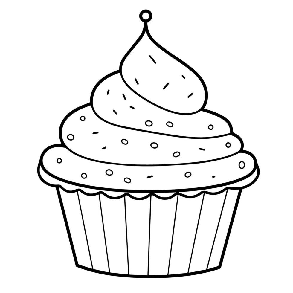 Minimalist vector outline of a cupcake icon for versatile use.