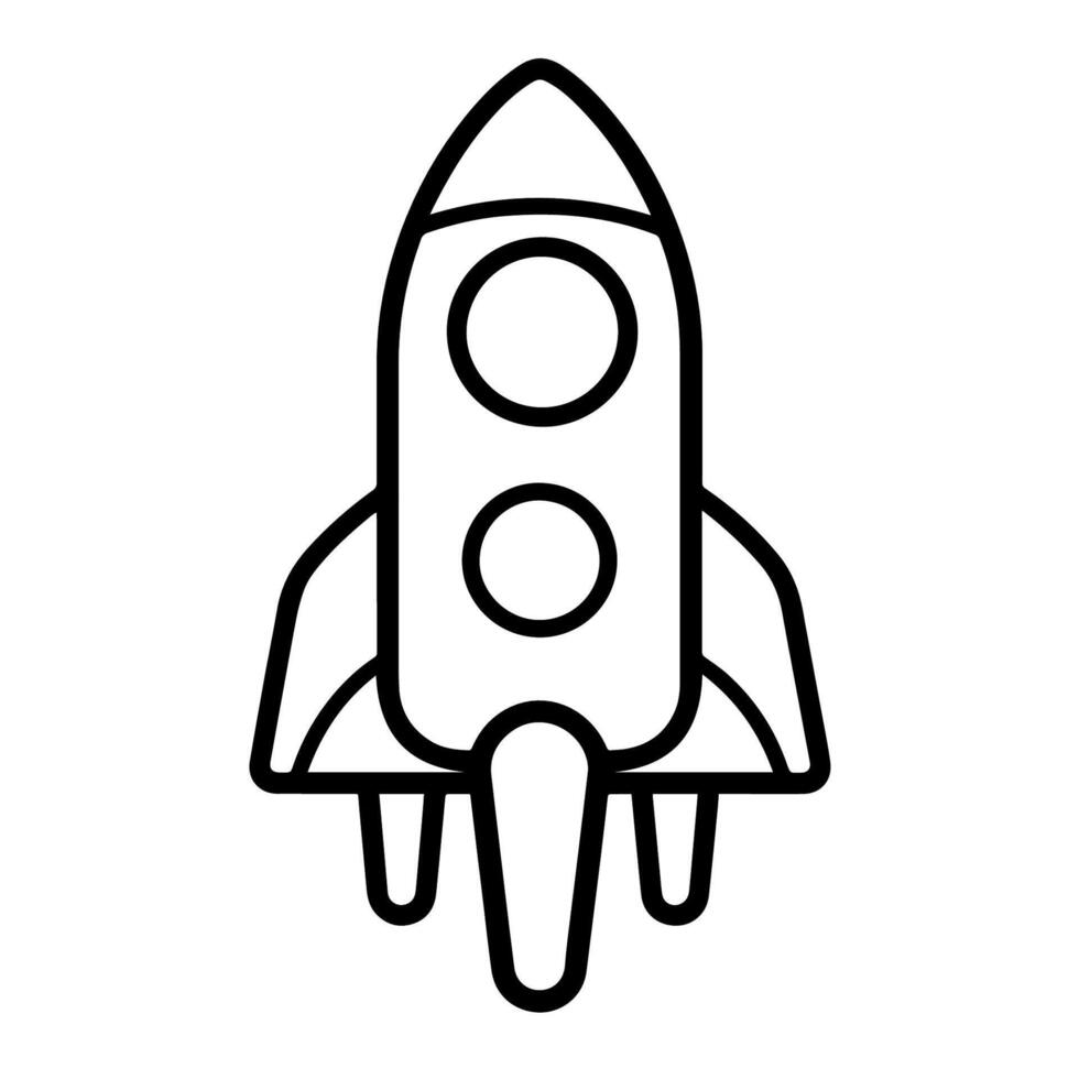 Sleek rocket outline icon in vector format for space-themed designs.