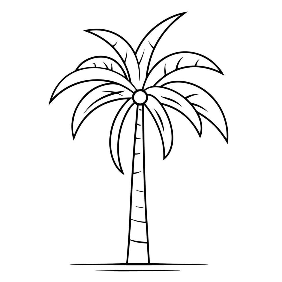 Graceful coconut tree outline icon in vector format for tropical designs.