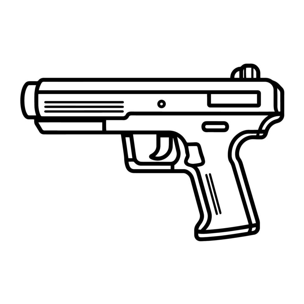 Sleek pistol gun weapon outline icon in vector format for firearm designs.