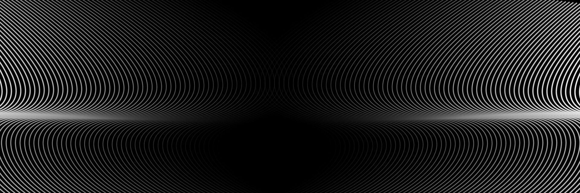 Dark abstract background with glowing wave. Shiny moving lines design element. Futuristic technology concept. Vector illustration