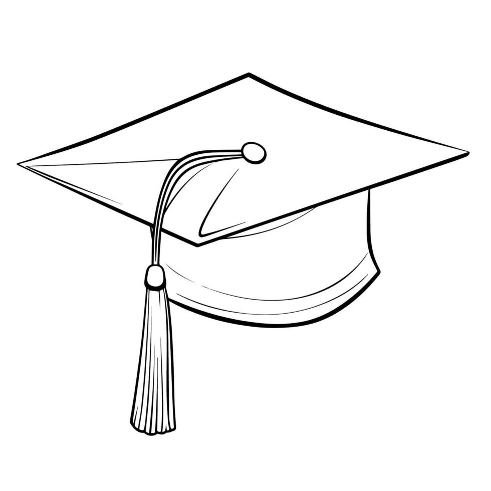 Classic graduation cap outline icon in vector format for academic designs.
