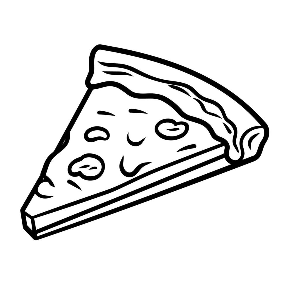 Tasty pizza slice outline icon in vector format for culinary designs.