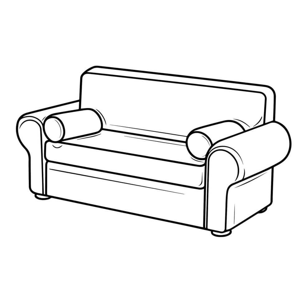 Minimalist vector outline of a sofa chair icon for versatile use.