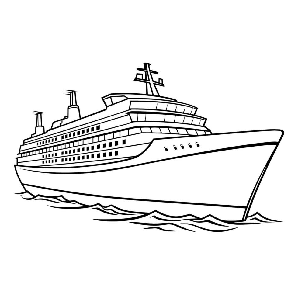 Majestic ship outline icon in vector format for maritime designs.