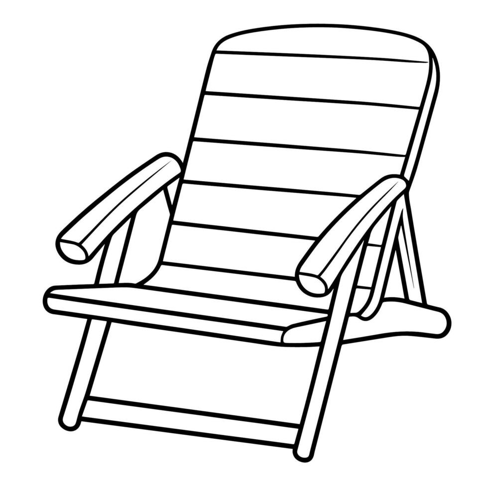 Clean vector outline of a deck chair icon for versatile applications.