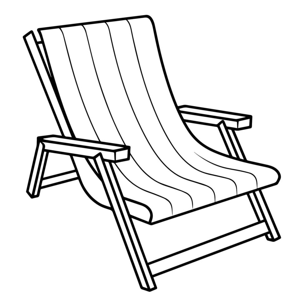 Clean vector outline of a deck chair icon for versatile applications.