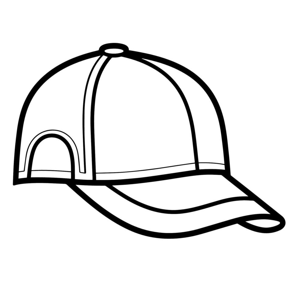 Minimalist vector outline of a baseball cap icon for versatile use.