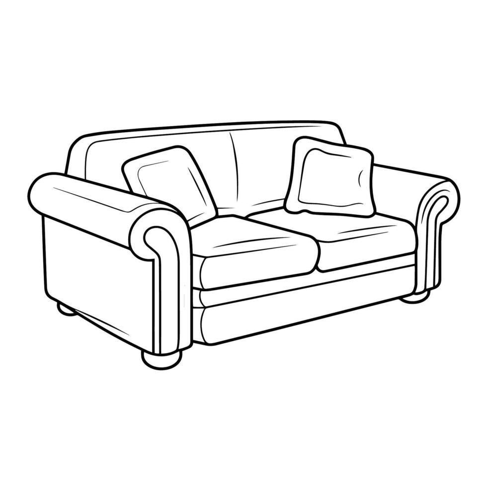 Elegant leather sofa outline icon in vector format for interior designs.