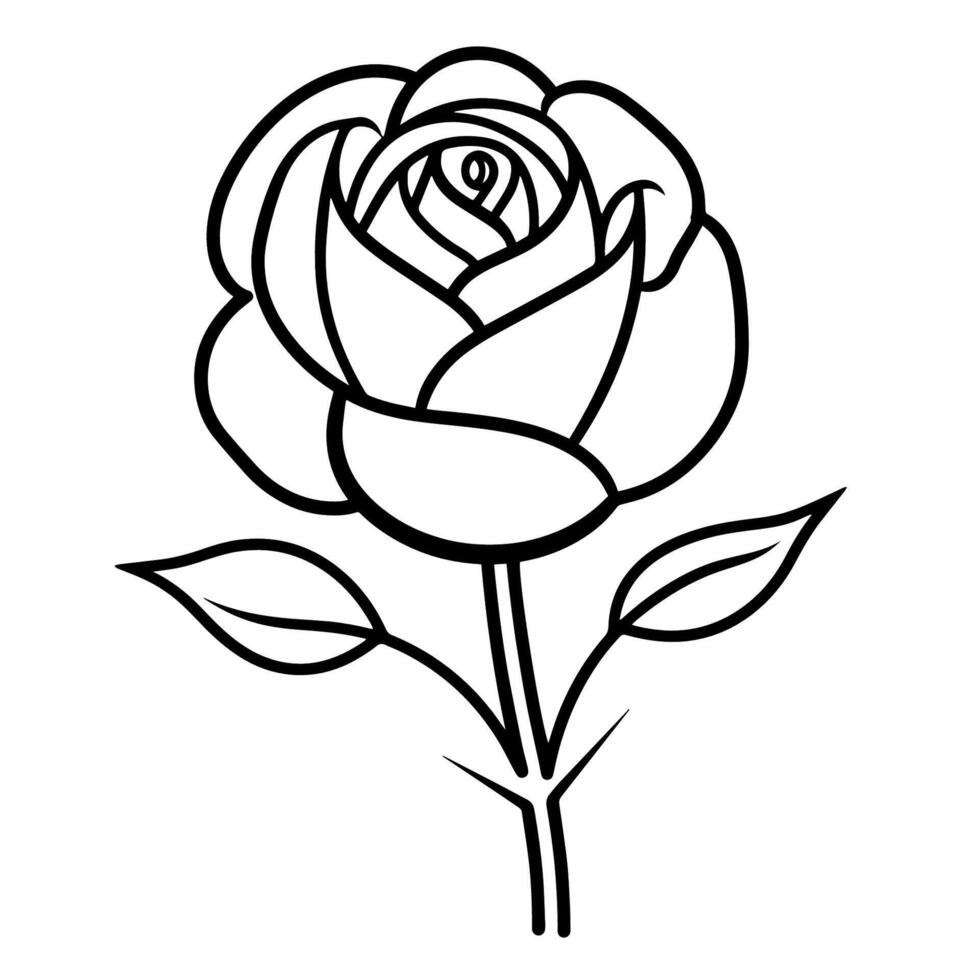 Elegant rose outline icon in vector format for floral designs.