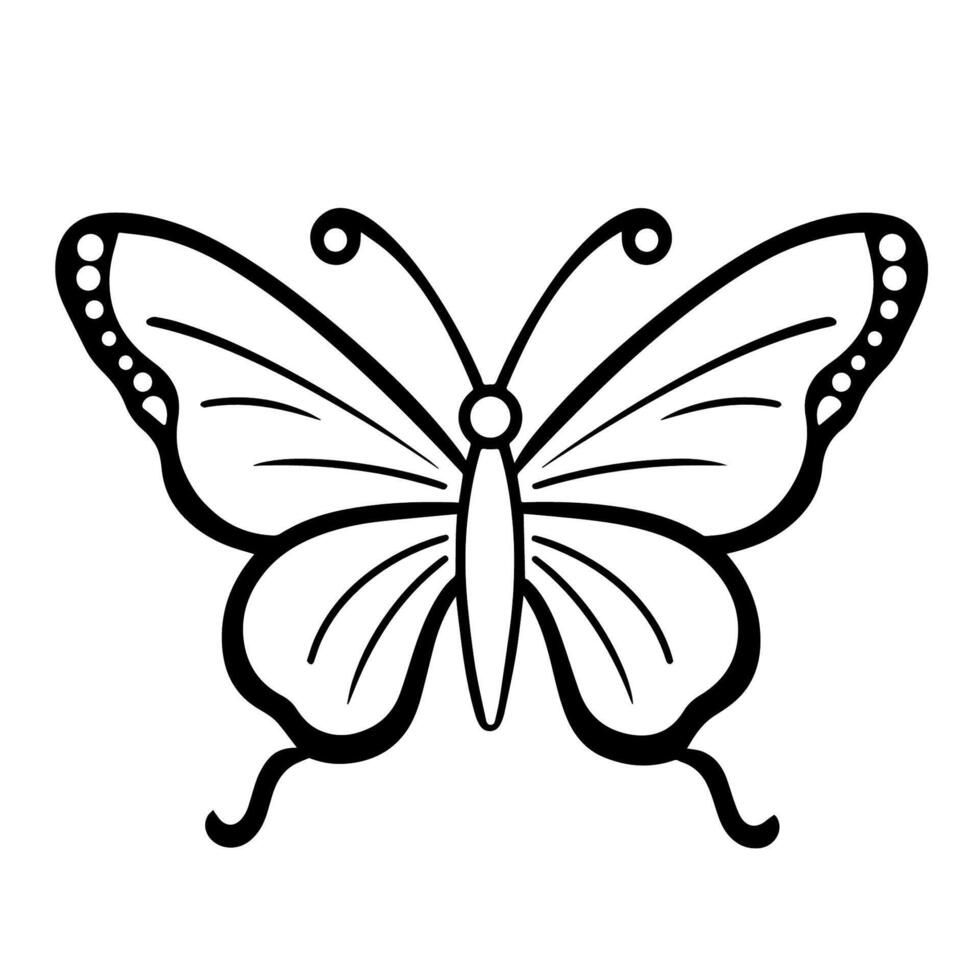 Graceful vector outline of a butterfly icon for versatile use.