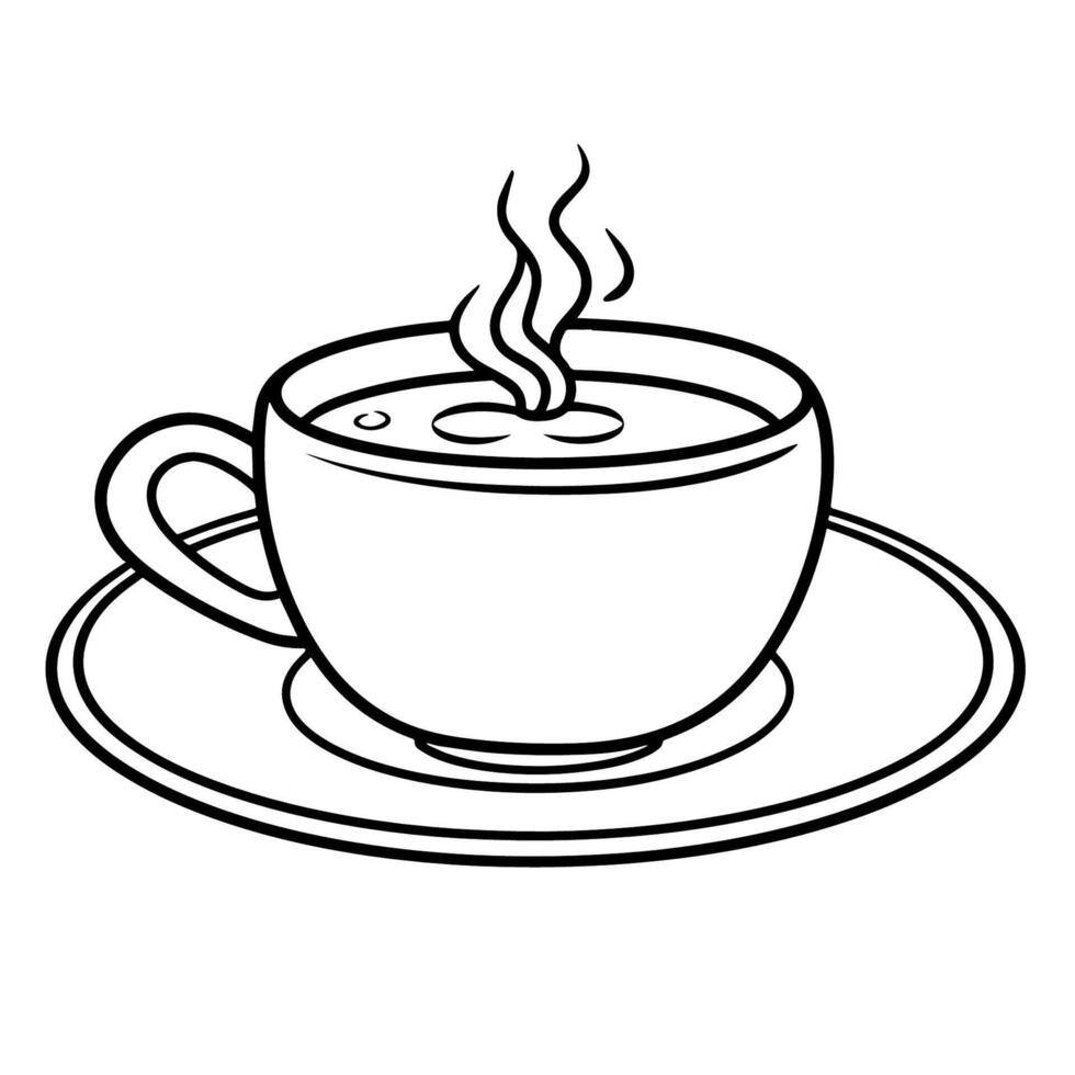 Minimalist vector outline of a hot coffee icon for versatile use.