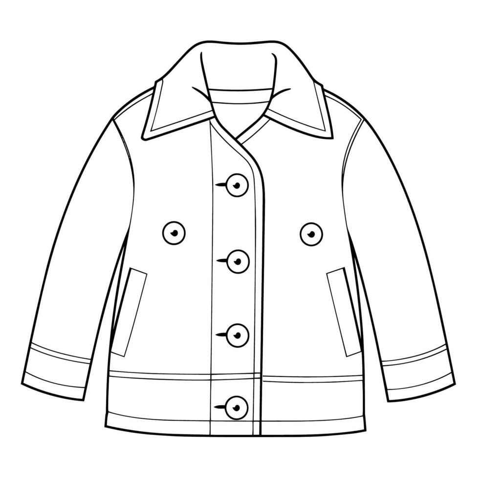 Stylish jacket outline icon in vector format for fashion designs.