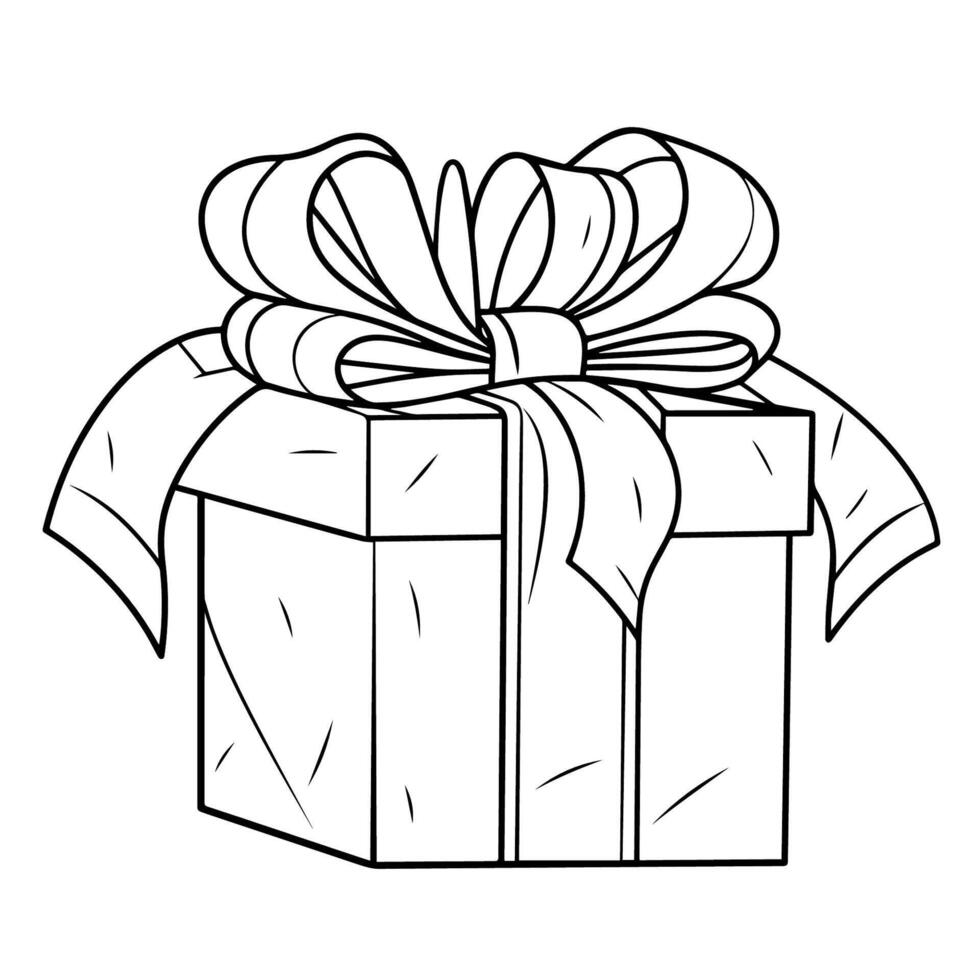 Charming gift box outline icon in vector format for festive designs.