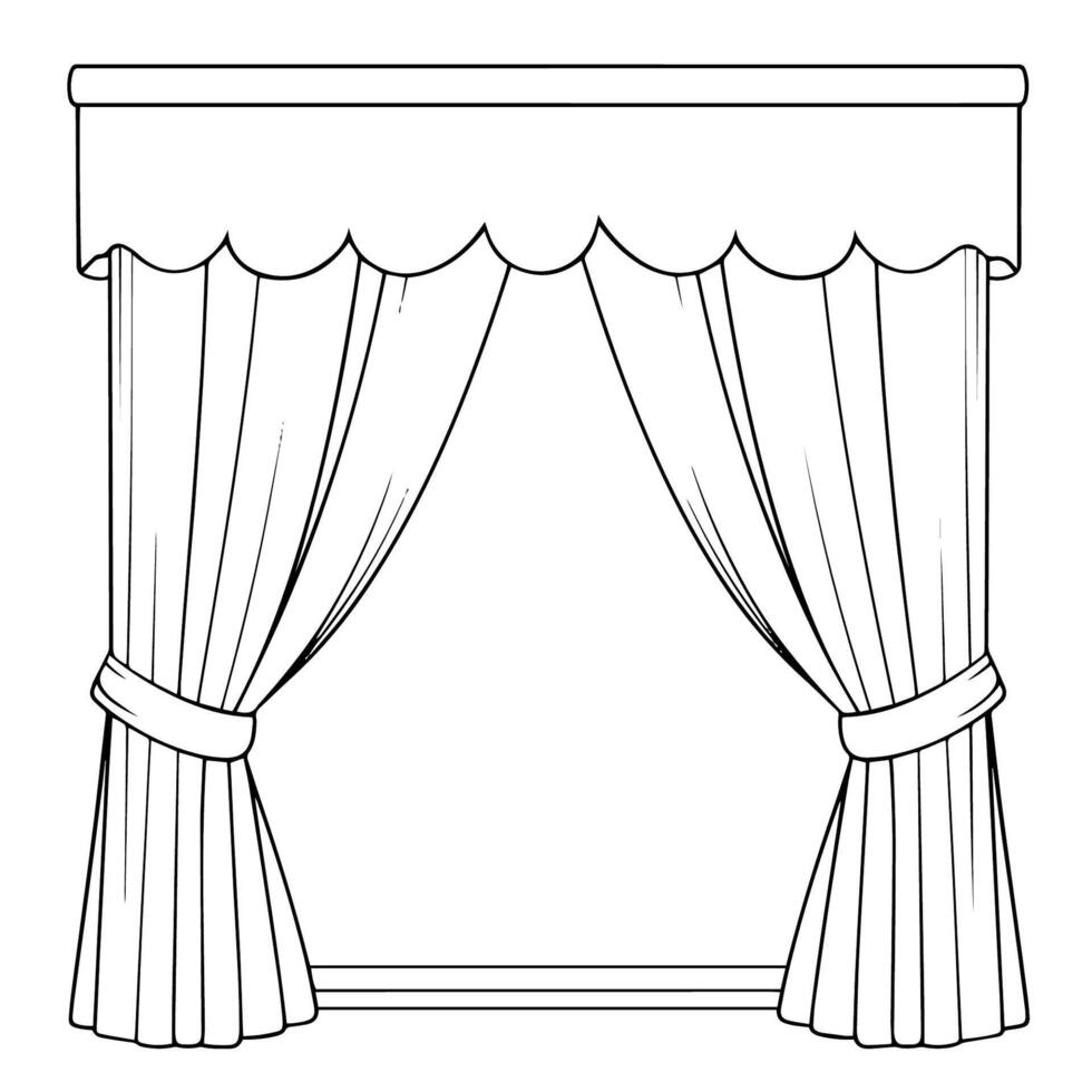 Minimalist vector outline of a curtain icon for versatile use.