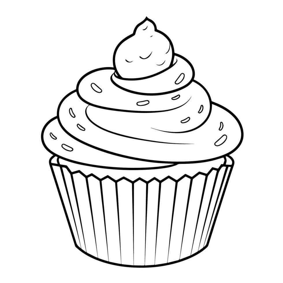 Minimalist vector outline of a cupcake icon for versatile use.