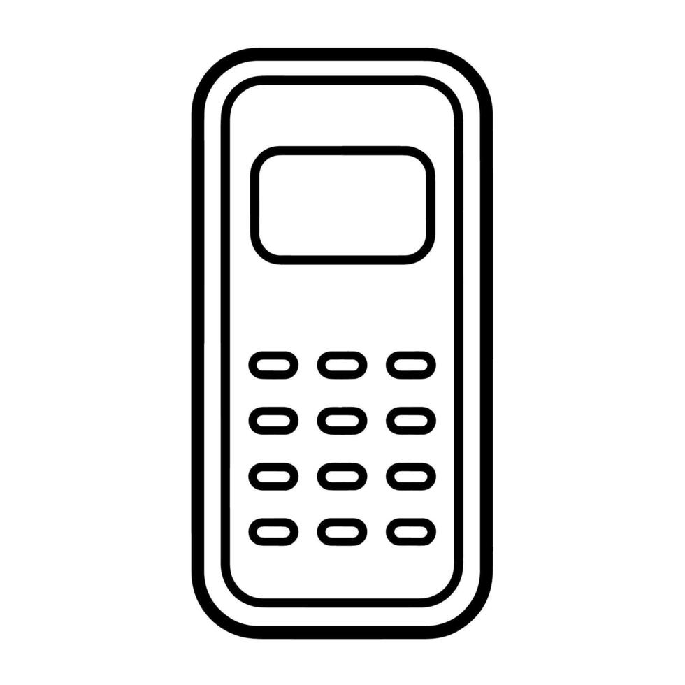 Sleek cell phone outline icon in vector format for communication designs.