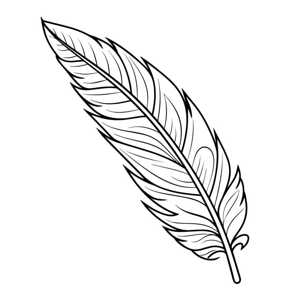 Graceful feather outline icon in vector format for elegant designs.