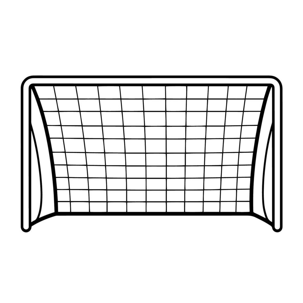 Dynamic soccer goal outline icon in vector format for sports designs.