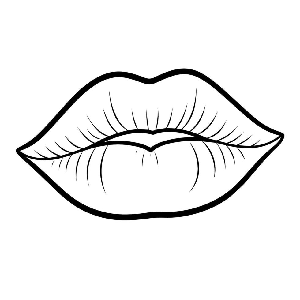 Chic lips outline icon in vector format for beauty designs.