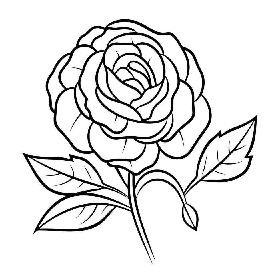 Elegant vector outline of a rose icon for versatile use.