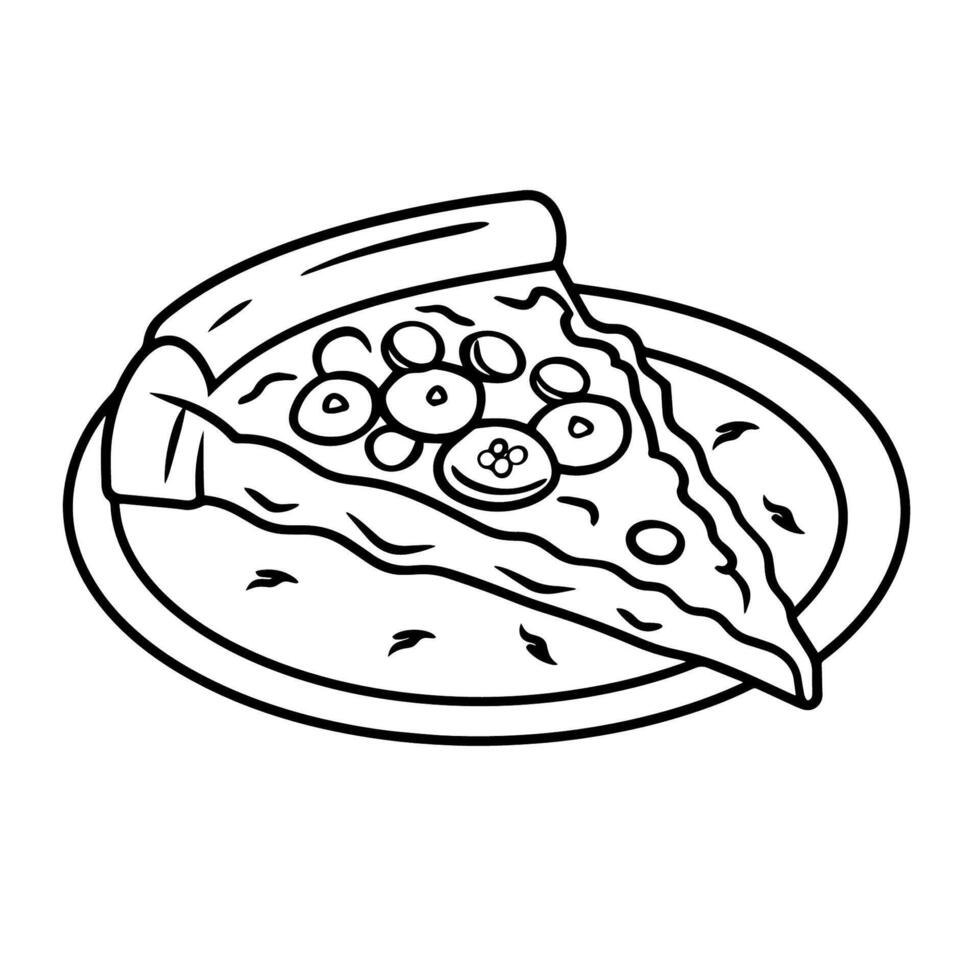 Tasty pizza slice outline icon in vector format for culinary designs.