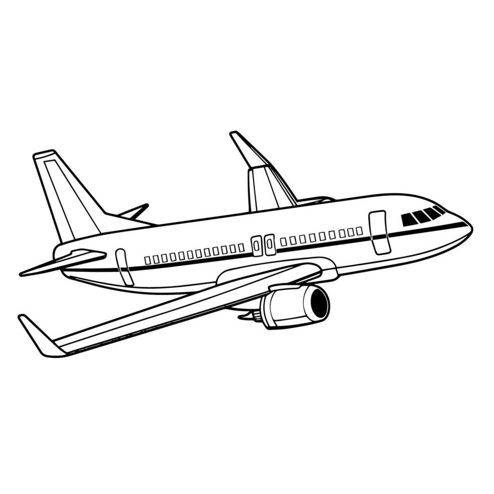 Minimalist vector outline of an airplane icon for versatile use.