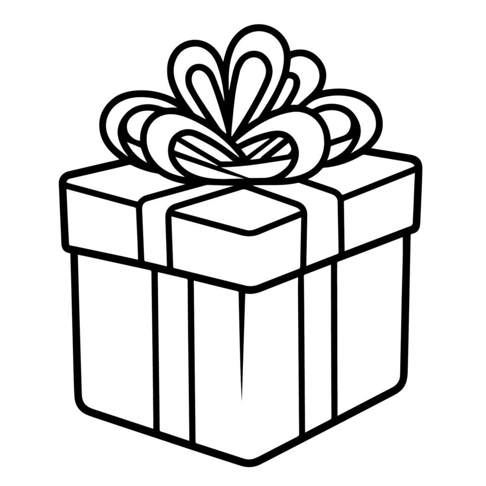 Charming gift box outline icon in vector format for festive designs.