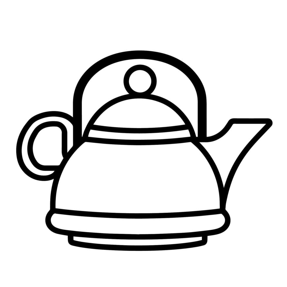 Classic kettle outline icon in vector format for kitchen designs.