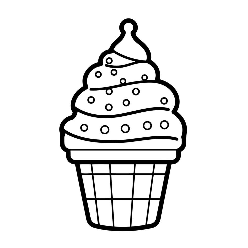 Delicious ice cream outline icon in vector format for dessert designs.