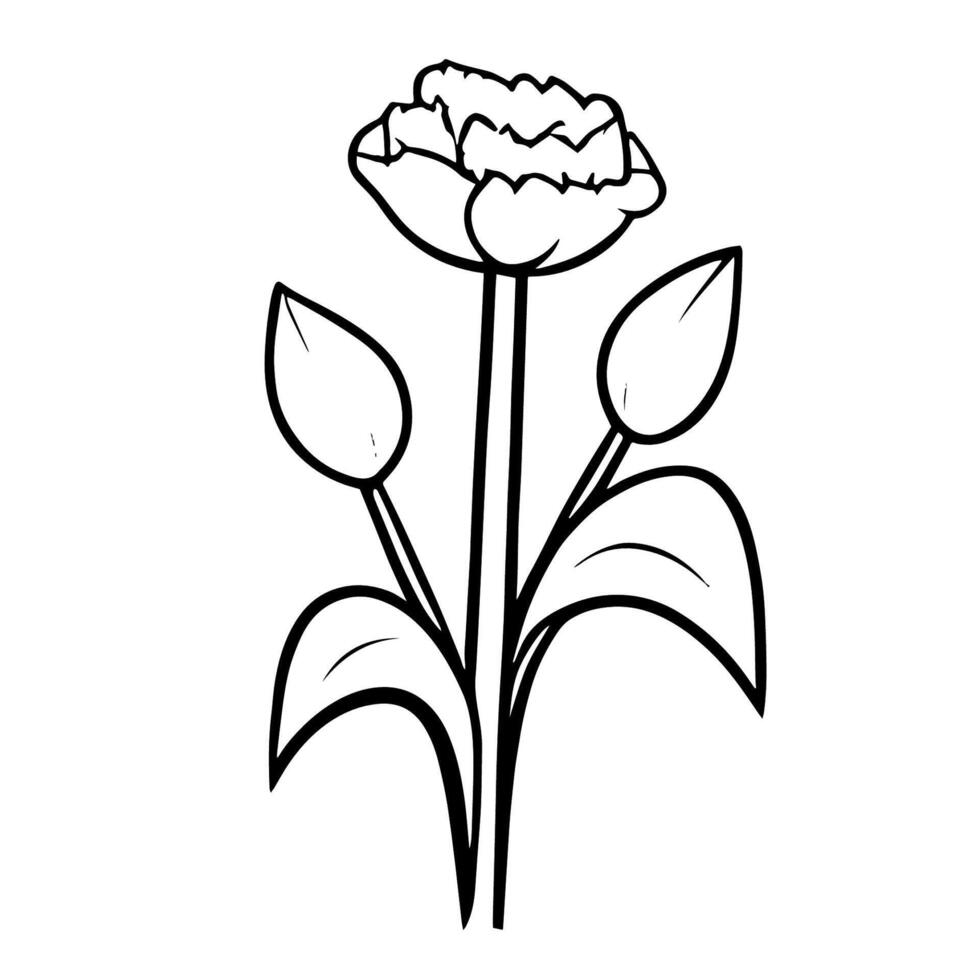 Elegant flower outline icon in vector format for botanical designs.