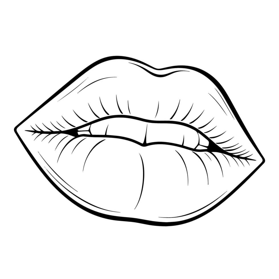Chic lips outline icon in vector format for beauty designs.