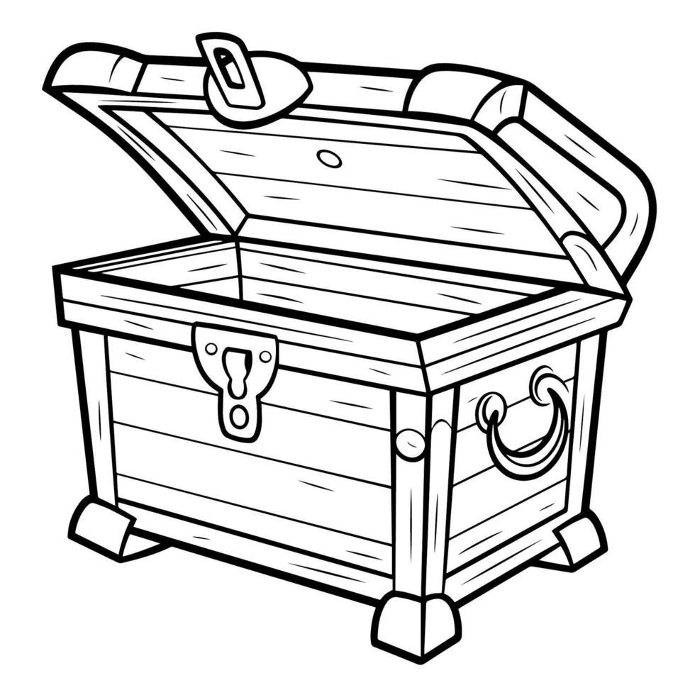 Enchanting empty treasure chest outline icon in vector format.