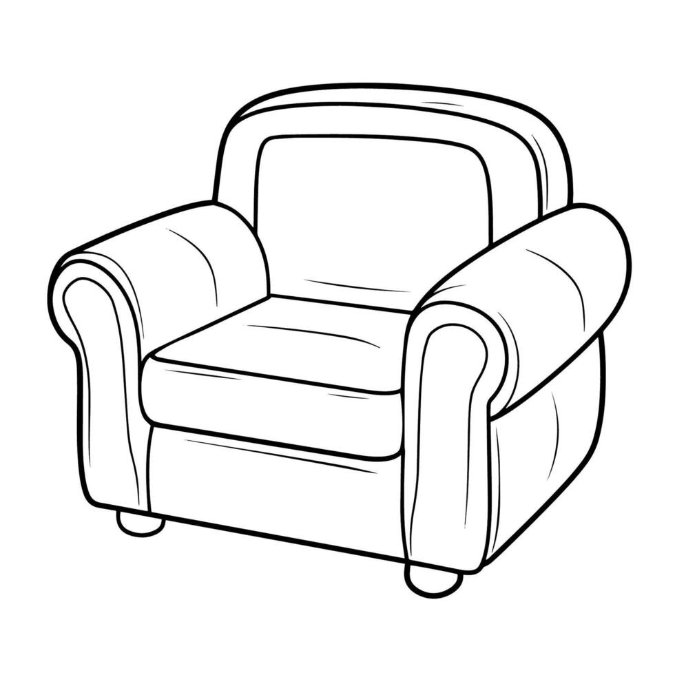 Elegant leather sofa outline icon in vector format for interior designs.