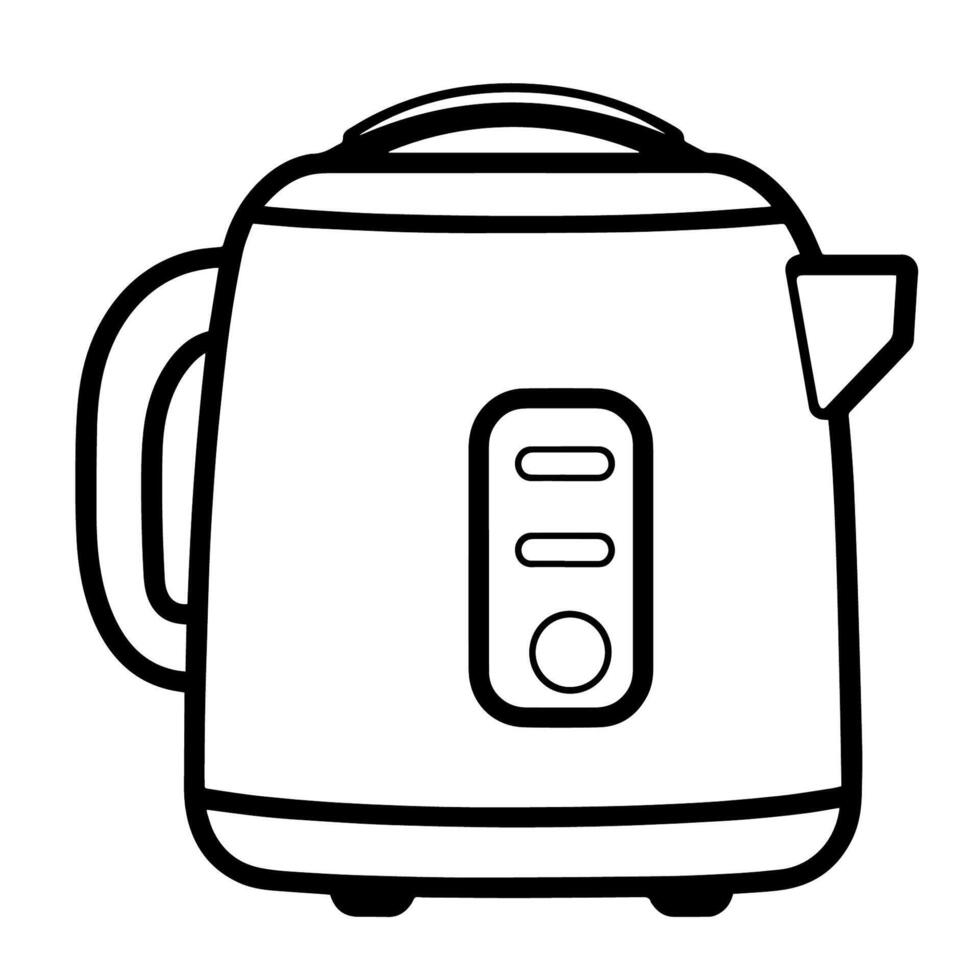 Classic kettle outline icon in vector format for kitchen designs.