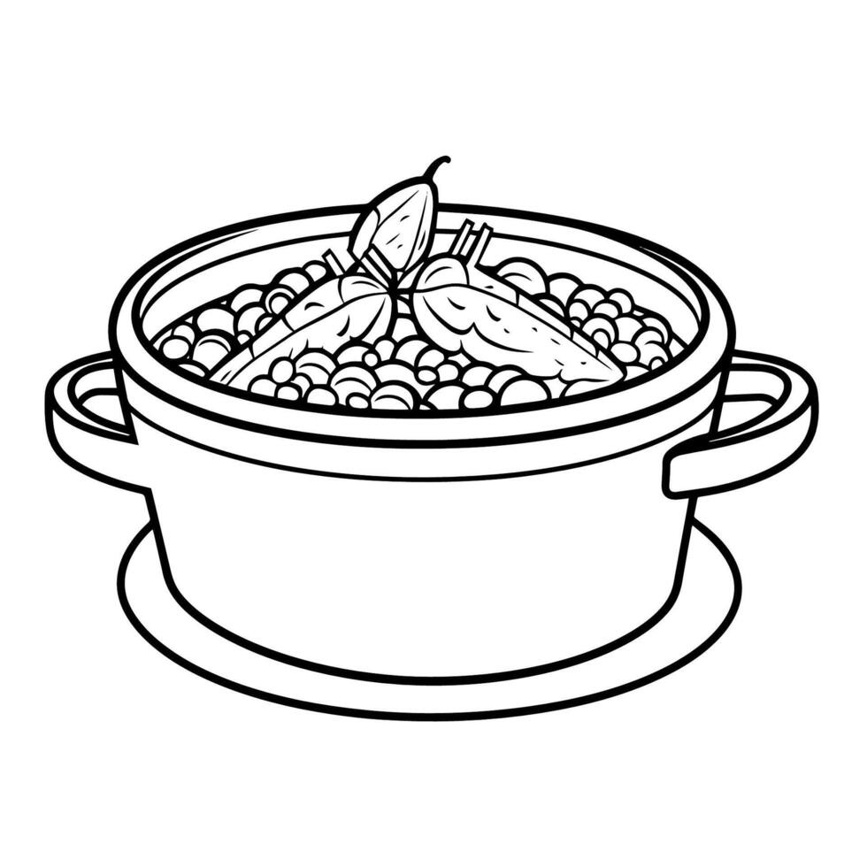 Charming food pot outline icon in vector format for kitchen designs.