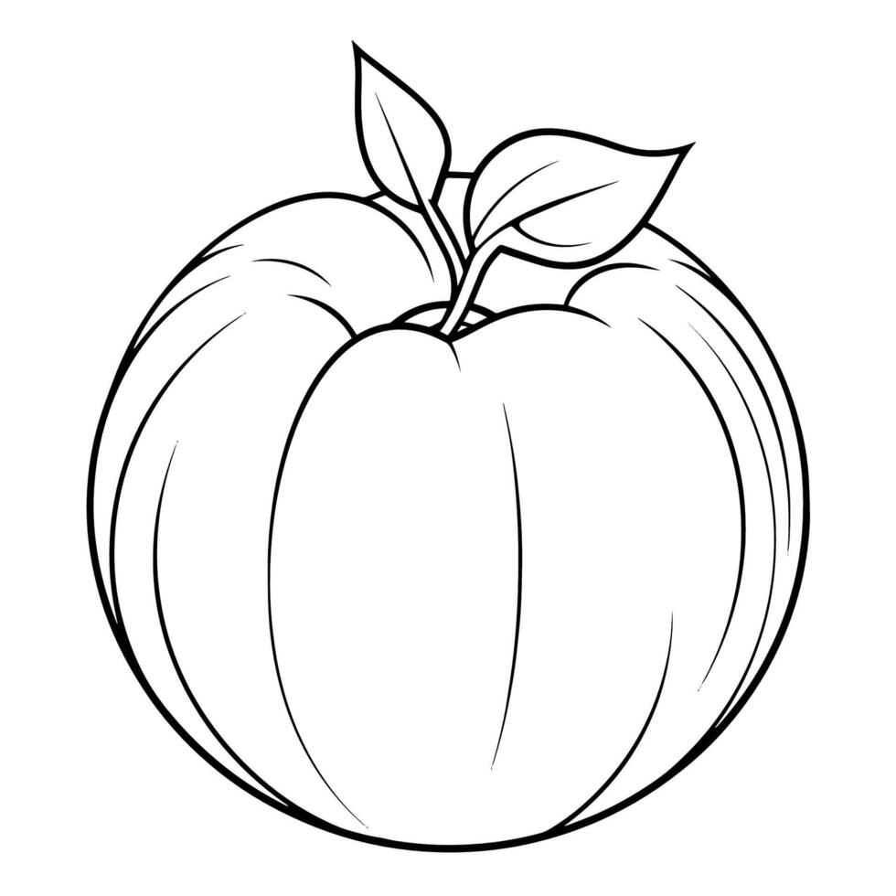 Juicy peach outline icon in vector format for fruit designs.