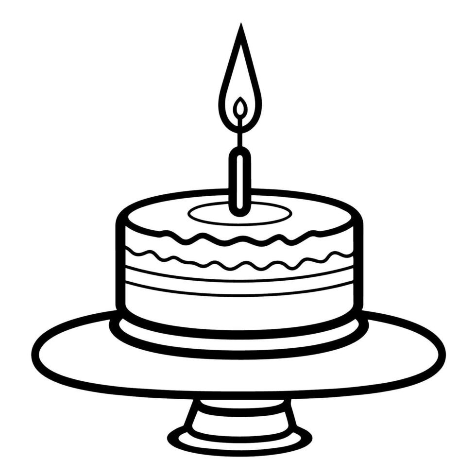 Charming birthday cake outline icon in vector format for celebrations.