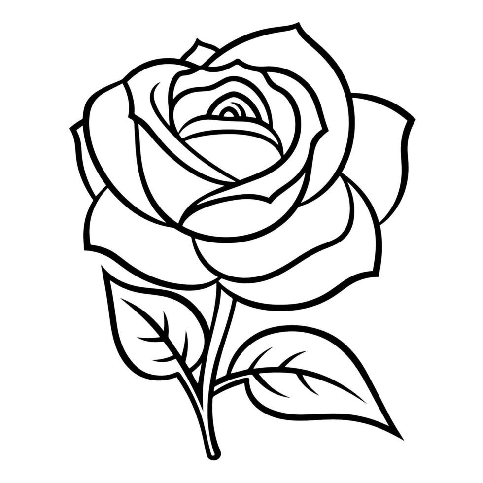 Elegant rose outline icon in vector format for floral designs.