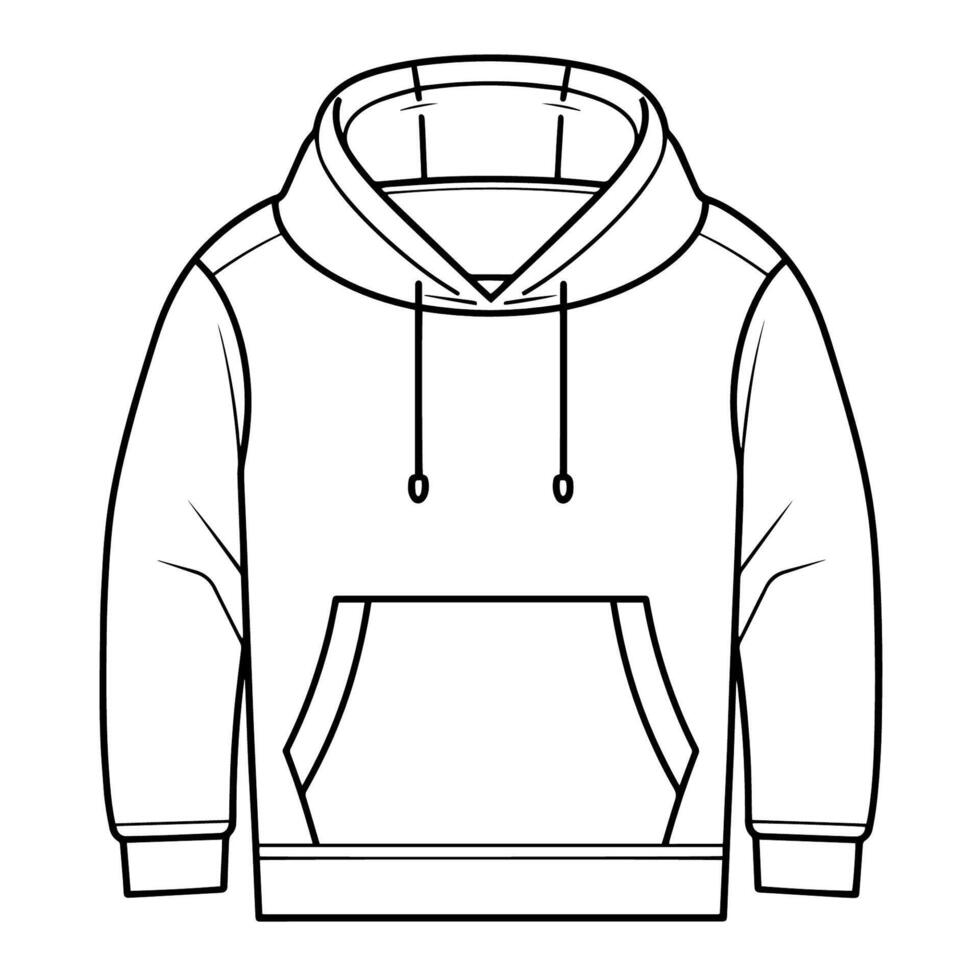 Trendy hoodie outline icon in vector format for fashion designs.