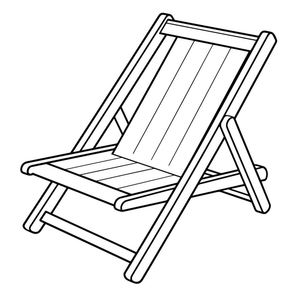 Clean vector outline of a deck chair icon for versatile applications.