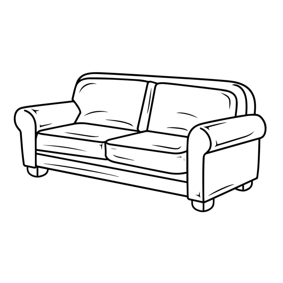 Elegant leather sofa outline icon in vector format for interior designs.