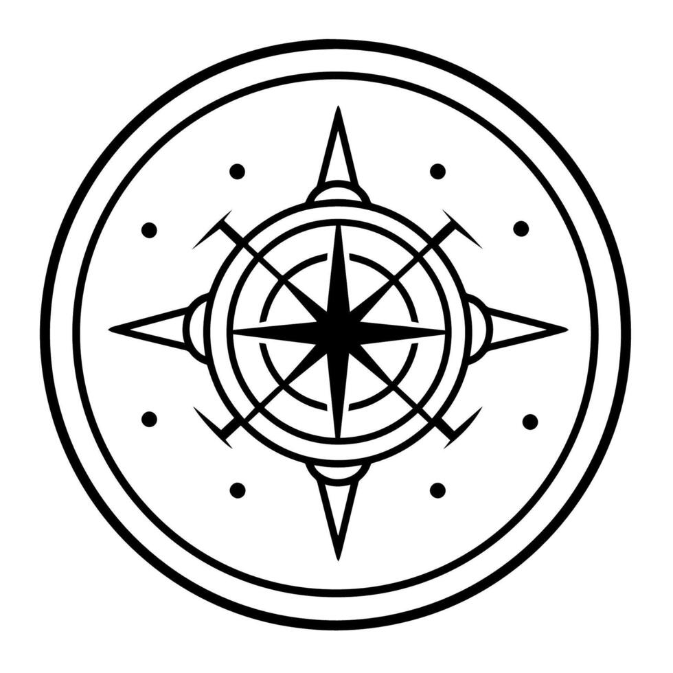 Sleek compass outline icon in vector format for navigation designs.