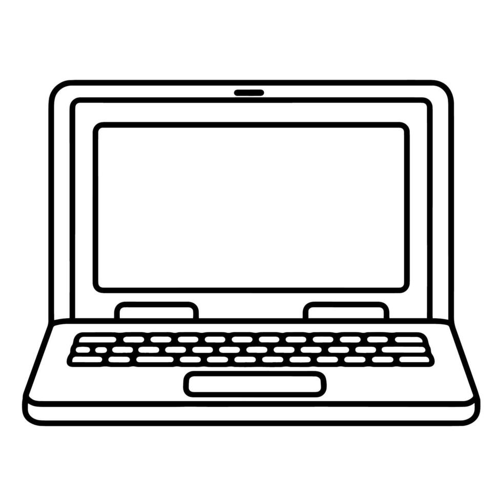 Sleek notebook outline icon in vector format for stationary designs.