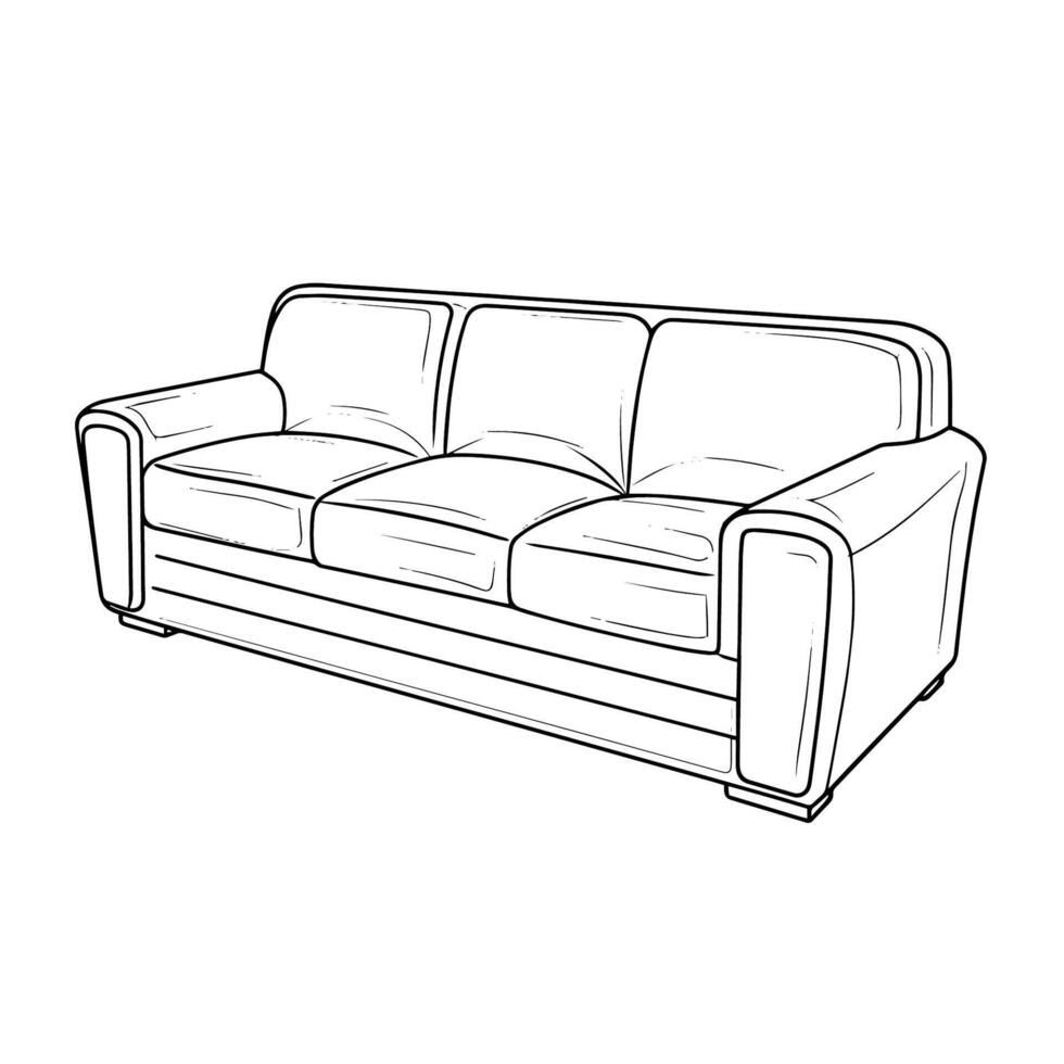 Elegant leather sofa outline icon in vector format for interior designs.