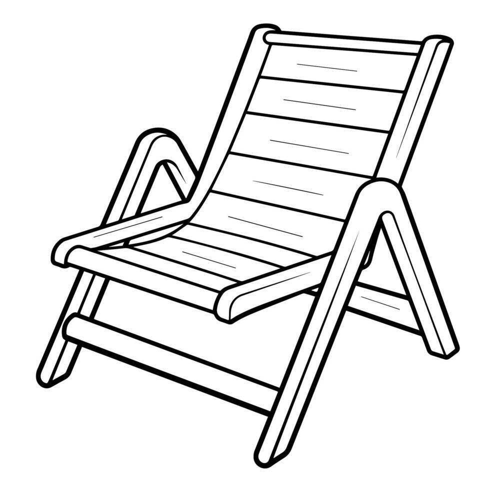 Clean vector outline of a deck chair icon for versatile applications.