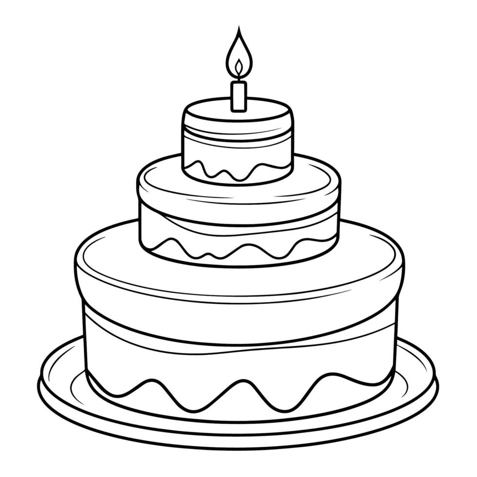Charming birthday cake outline icon in vector format for celebrations.